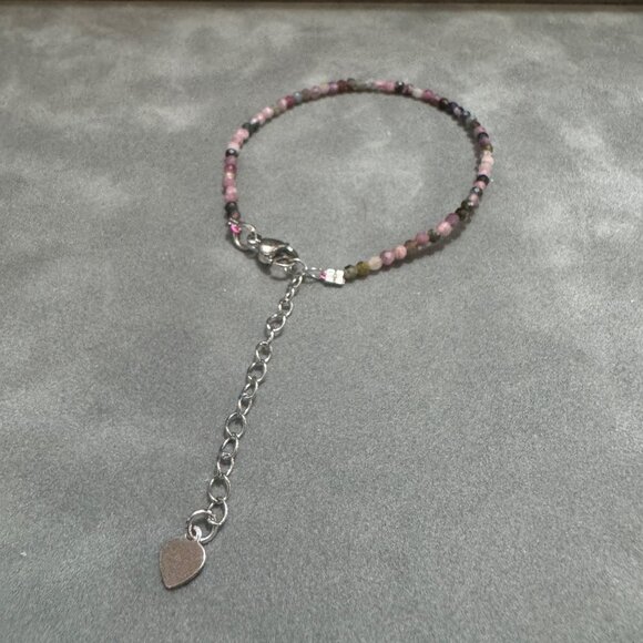 Faceted Multicolor Tourmaline Beaded Bracelet Adjustable Chain Lobster Clasp Jew - Picture 2 of 4